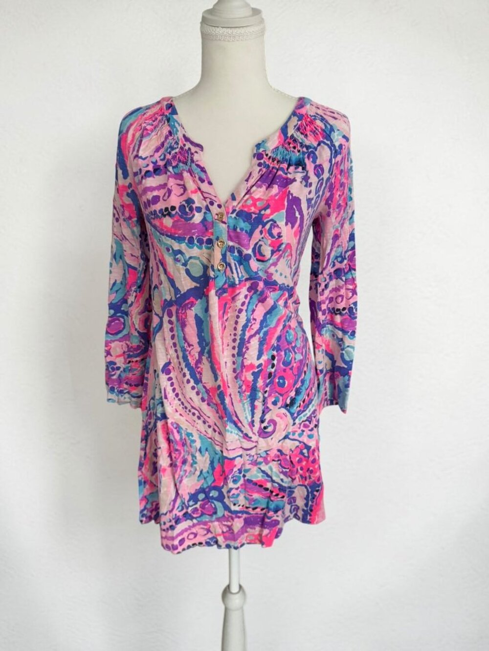 LILLY PULITZER Pink Neon Patterned Dress Size XS